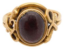 A mid Victorian garnet and yellow gold ring