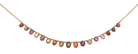 A multi gem-set fringe necklace