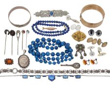 A collection of silver and costume jewellery