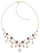 An Edwardian diamond and ruby fringe necklace