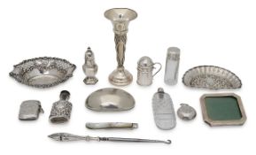 A collection of Victorian and later silver vertu and other items
