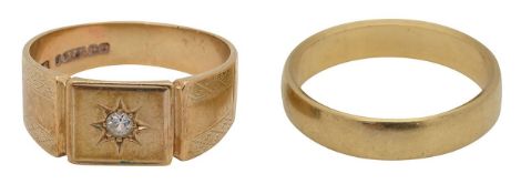 A 9ct gold ring and another