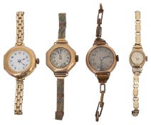 A small collection of 9ct gold watches