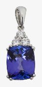 A tanzanite and diamond-set pendant