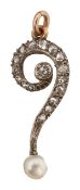 A late Victorian diamond-set and pearl question mark pendant