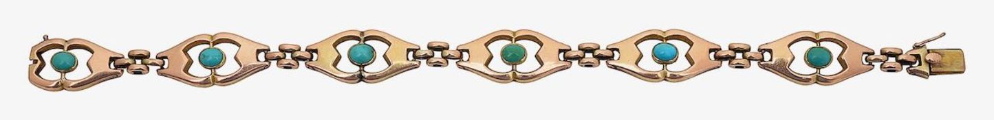 An Edwardian bracelet set with turquoise