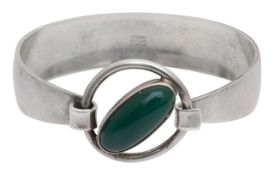 A Danish silver and chrysoprase bangle by N.E.FROM