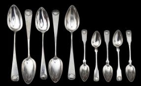 Mid 19th century German silver tablespoons and teaspoons