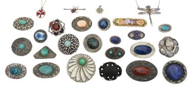 A collection of silver and costume jewellery
