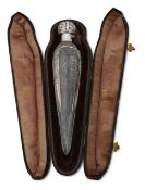 A late Victorian cased Thomas Webb and Son rock crystal scent bottle