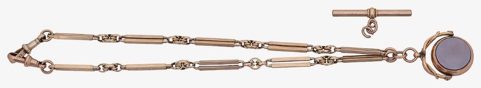 A 9ct watch chain and fob