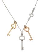 A Tiffany three coloured key necklace