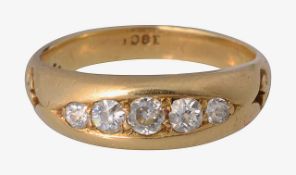 An 18ct five stone diamond ring