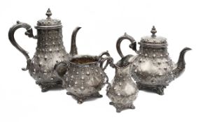 A mid Victorian silver four piece tea service