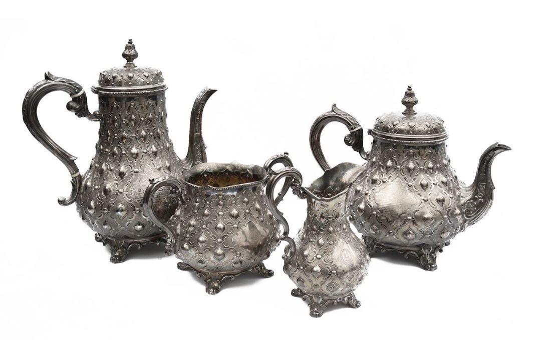 A mid Victorian silver four piece tea service