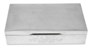 An Indian colonial presentation silver table cigarette box