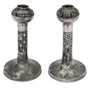 A pair of Finnish modernist .830 silver 'lace' candlesticks