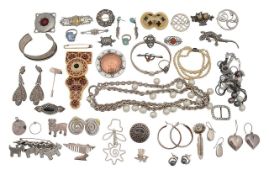 A collection of silver and costume jewellery