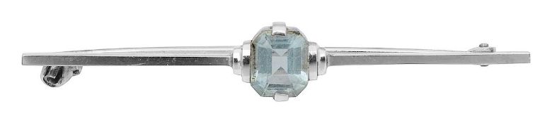 An aquamarine bar brooch