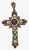 A 19th century continental gem-set cross pendant