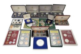A collection of silver proof and other coins