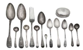 Assorted 19th century silver flatware