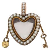 A late 18th /early 19th half century pearl and rock crystal heart locket