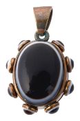 A banded agate memorial locket pendant