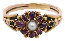 A Regency pearl and gem-set ring