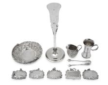A collection of silver to include an American swing handled bonbon dish