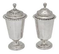 A George III pounce pot and a Victorian pounce pot