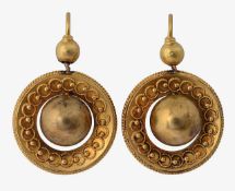 A pair of Victorian Etruscan earrings