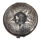 An Iraqi silver and niello powder compact