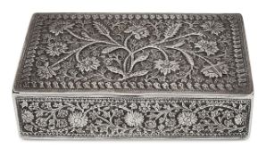 A late 19th century Indian colonial silver 'rosette pattern' box