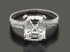 A 3.00ct emerald cut diamond ring