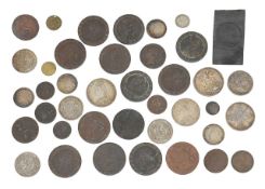 A collection of silver and other coins
