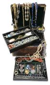 A Victorian jewellery box containing silver and costume jewellery