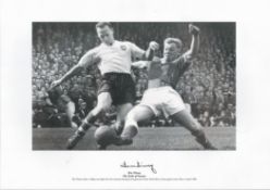 Football. Tom Finney Signed 11x8 black and white photo set on A3 card. Photo shows Finney making a