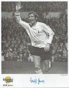 Football. Cliff Jones Signed 10x8 black and white Autographed Editions page. Bio description on