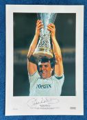 Graham Roberts signed 22x16 colour print 1984 UEFA Cup Final Graham Roberts lifts the UEFA Cup