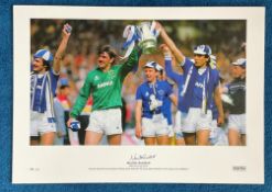 Neville Southall signed 22x16 colour 1984 FA Cup Final colour print Neville Southall and Graham