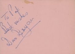 Dora Bryan signed album page. Dedicated. Good condition Est.