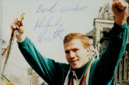 Michael Carruth signed colour photo 5x3.25 Inch Approx. Irish Boxer. He is best known for winning