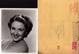 Mala Powers signed 10x8 inch vintage black and white photo with original North Hollywood 1958