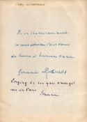 Baronesse Germaine de Rothschild ALS. Good condition Est.