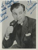 Val Doonican signed 4x3 inch black and white photo. Dedicated. Good condition Est.