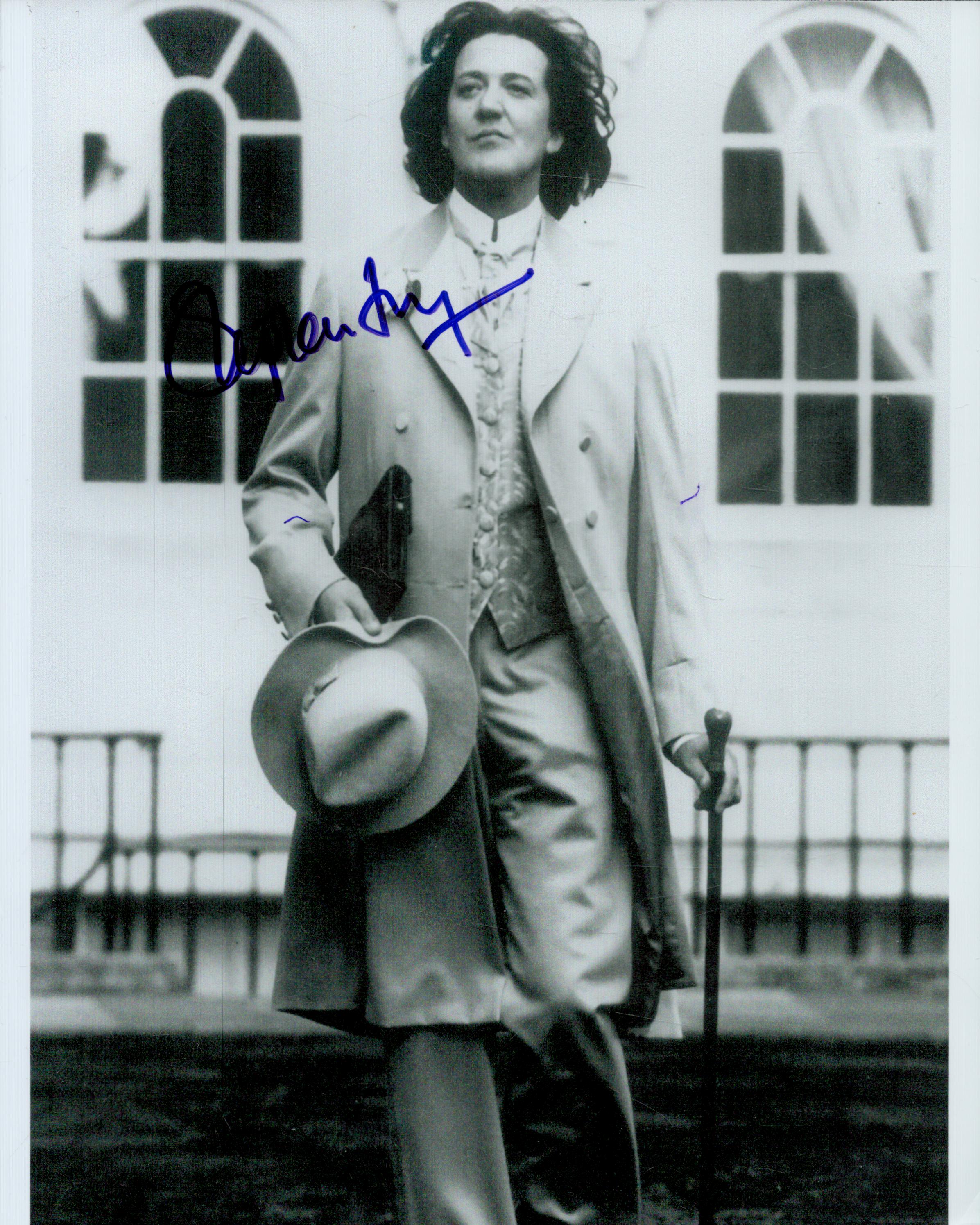 Stephen Fry signed 10x8 inch black and white photo. Good condition Est.