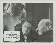 Sylvia Syms (1934-2023), actress. A signed 10x8 inch photo from the film, The World Ten Times