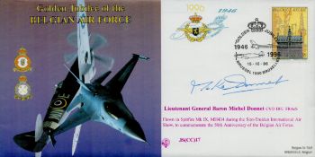 Lt Gen Baron Michael Donnet CVO DFC signed Golden Jubilee of the Belgian Air Force FDC PM Golden