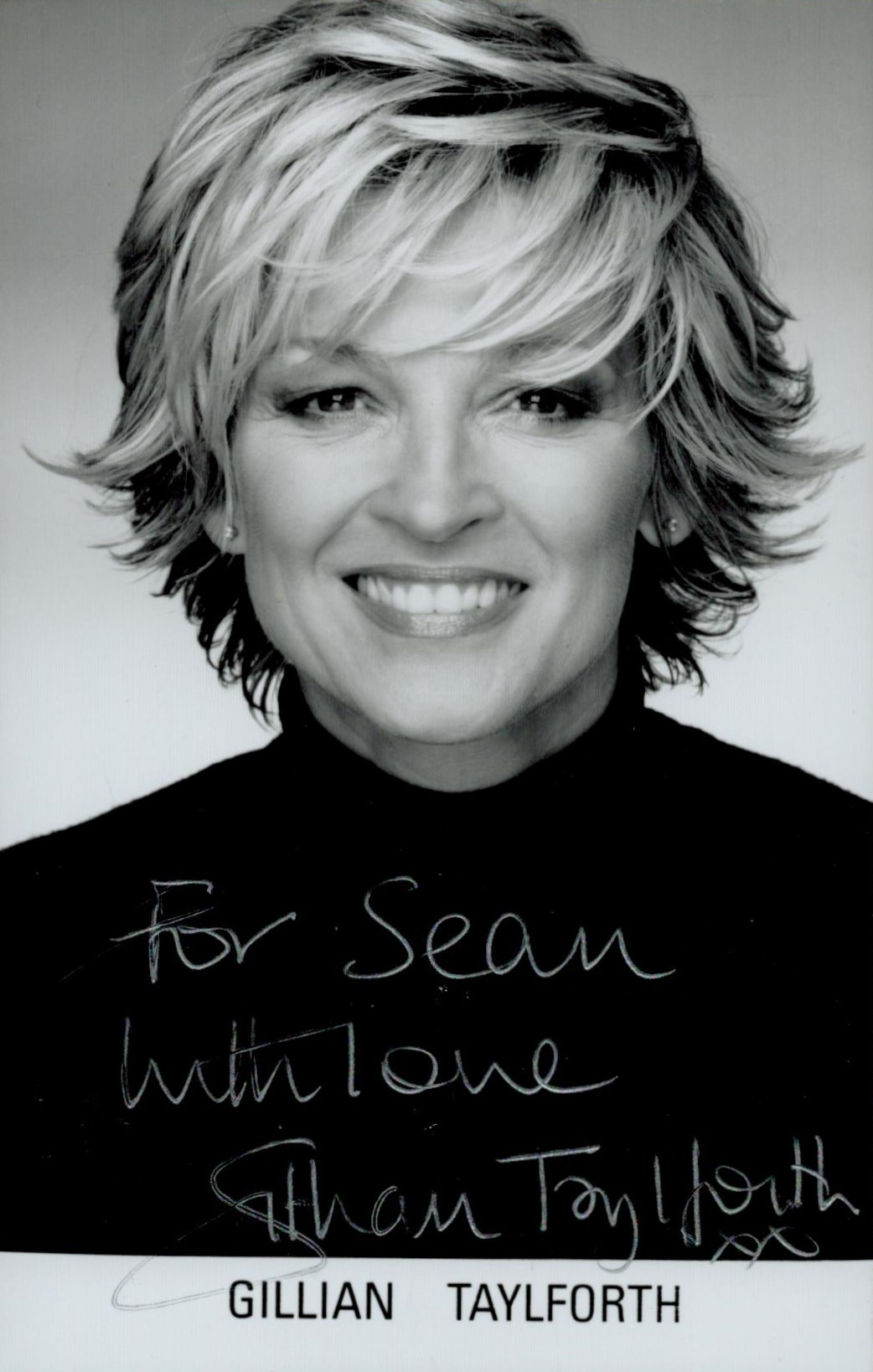 Gillian Taylforth signed 6x4 inch black and white photo. Dedicated. Good condition Est.